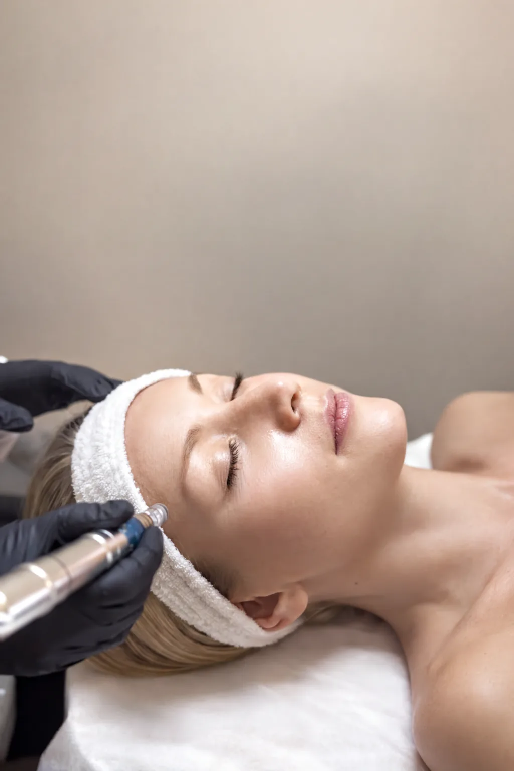 Professional microneedling treatment for acne scars and wrinkles at AcuEsthe Tenafly