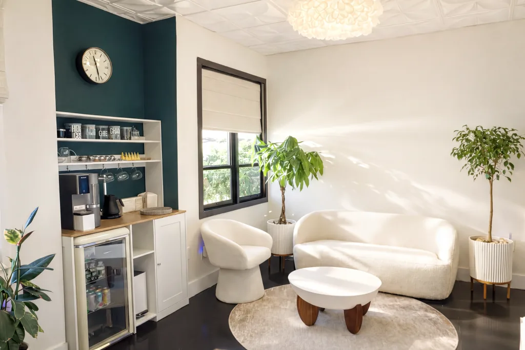 AcuEsthe acupuncture and skincare clinic waiting room in Tenafly NJ